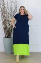 Vestido Plus Dual Color - Marinho e verde neon Vestido Plus Dual Color - Marinho e verde neon
