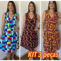 Vestido Plus Gola V Transpassado Com ou Sem Mangas Liganete Opção Evangélicas