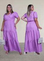 Vestido Plus longo na cor lilás