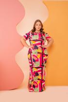 Vestido plus midi estampado