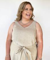 Vestido plus saize de regata com amarrador na cor creme tamanho g2