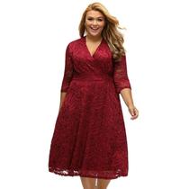 Vestido Plus Size 24 Renda Madrinha Batizado Civil Noite Festa