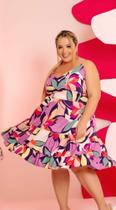 Vestido plus size babadinho estampado