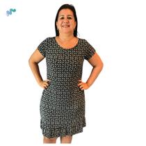 Vestido Plus Size Babado na Barra Feminino Estampado Tamanho Único