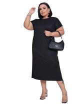 Vestido Plus Size Basico Elegante Confortavel Liso Feminino 2730 Vestido Plus Size Basico Elegante Confortavel Liso Feminino 2730