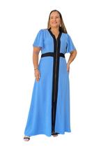 Vestido Plus Size Bicolor Longo