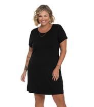 Vestido Plus Size Canelado Secret Glam Preto