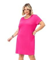 Vestido Plus Size Canelado Secret Glam Rosa