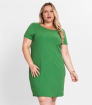 Vestido Plus Size Canelado Secret Glam Verde