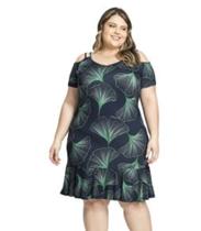 Vestido Plus Size Ciganinha Estampado em Viscose com Elastano Secret Vestido Plus Size Ciganinha Estampado em Viscose com Elastano Secret