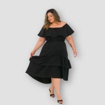 Vestido Plus size Ciganinha Midi Moda Evangelica Babado 0642 Vestido Plus size Ciganinha Midi Moda Evangelica Babado 0642