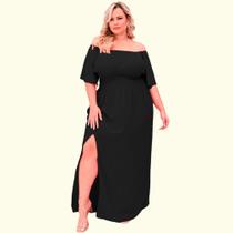 Vestido Plus Size Com Fenda Lateral Manga Curta Festa Madrinha Casamento Amamentação