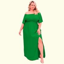 Vestido Plus Size Com Fenda Lateral Manga Curta Festa Madrinha Casamento Amamentação