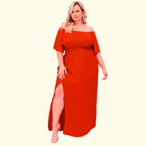 Vestido Plus Size Com Fenda Lateral Manga Curta Festa Madrinha Casamento Amamentação