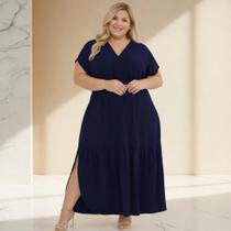 Vestido Plus Size Com Lastéx Longo Elegante E Soltinho Moda Feminina Estilo Moderno e Romântico Vestido Plus Size Com Lastéx Longo Elegante E Soltinho Moda Feminina Estilo Moderno e Romântico