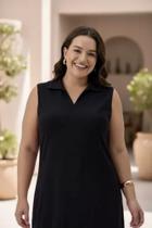 Vestido Plus Size Curto Com Gola Decote Em V Lunender C5156
