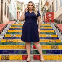 Vestido Plus Size Curto Feminino Casual Solto Com Bolso Manga Curta Verão Vestido Plus Size Curto Feminino Casual Solto Com Bolso Manga Curta Verão