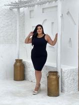 Vestido Plus Size Curto Regata Justo Básico Altura do Joelho Alça Grossa