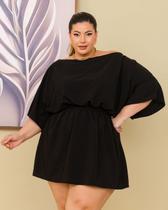 Vestido Plus Size Decote Canoa Mangas Largas 0683 -