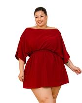 Vestido Plus Size Decote Canoa Mangas Largas 0683 -