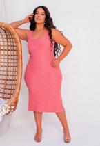 Vestido Plus Size Decote Quadrado com Fenda Vestido Plus Size Decote Quadrado com Fenda