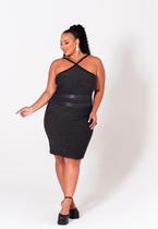 Vestido Plus Size Detalhe Lurex e Cirre