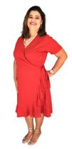 Vestido plus size, disponível no tamanho G, em viscolinho, na cor terra