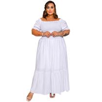 Vestido Plus Size Elastex Moda Maior Tamanho Grande 44 ao 54 - Vestido Plus Size Longo