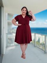 Vestido Plus Size Elegante Midi Fluído com cordão Tendência Verão Básico Fashion