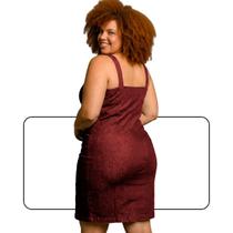 Vestido Plus Size em Brim Sarja com Elastano Alça e Zíper Cor:MarsalaTamanho:G3 Vestido Plus Size em Brim Sarja com Elastano Alça e Zíper Cor:MarsalaTamanho:G3