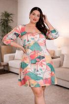 Vestido plus size em malha manga 3/4 lunender 35234 Vestido plus size em malha manga 3/4 lunender 35234