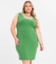 Vestido Plus Size Em Molecotton Feminino Secret Glam Verde Vestido Plus Size Em Molecotton Feminino Secret Glam Verde