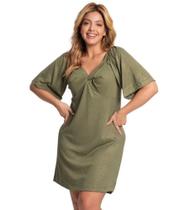 Vestido Plus Size em Ribana Canelada Feminino Secret Glam Verde Vestido Plus Size em Ribana Canelada Feminino Secret Glam Verde