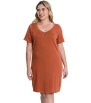 Vestido Plus Size em Ribana Feminino Manga Curta Secret Glam Vestido Plus Size em Ribana Feminino Manga Curta Secret Glam