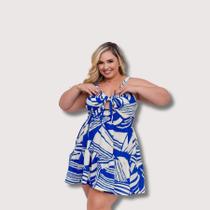 Vestido Plus Size Estampado Rodado Alça Elastec Cintira 0594