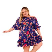 Vestido Plus Size Feminino Ciganinha Rodado Com Babado