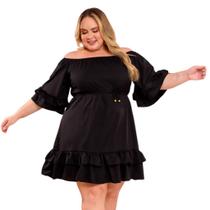 Vestido Plus Size Feminino Ciganinha Rodado Com Babado