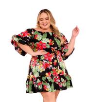 Vestido Plus Size Feminino Ciganinha Rodado Com Babado