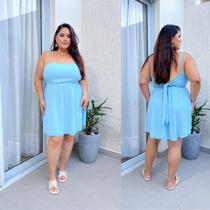 Vestido Plus Size Feminino Curto Soltinho Com Alcinha Ajustável Costas Aberta Moda Verão