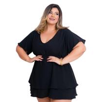 Vestido Plus Size Feminino Decote U Com Lastec Cintura 0564