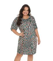 Vestido Plus Size Feminino Estampado Liganete Manga Curta Secret Confortável
