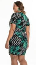 Vestido Plus Size Feminino Estampado Liganete Manga Curta Secret Confortável