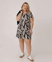 Vestido Plus Size Feminino Folhas Manga Curta Marisa-65023 Vestido Plus Size Feminino Folhas Manga Curta Marisa-65023