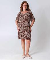Vestido Plus Size Feminino Folhas Manga Curta Marisa M-52725