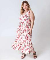 Vestido Plus Size Feminino Laise Folhas Marisa Off Whi-65008