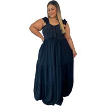Vestido Plus Size Feminino Longo 3 Marias Laço no Busto 0571 Vestido Plus Size Feminino Longo 3 Marias Laço no Busto 0571