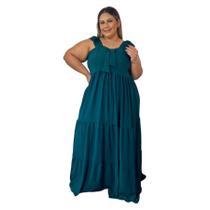 Vestido Plus Size Feminino Longo 3 Marias Laço no Busto 0571 Vestido Plus Size Feminino Longo 3 Marias Laço no Busto 0571