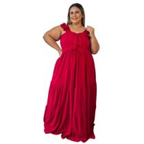 Vestido Plus Size Feminino Longo 3 Marias Laço no Busto 0571 Vestido Plus Size Feminino Longo 3 Marias Laço no Busto 0571