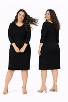 Vestido Plus Size Feminino Manga 7/8 Rovitex em Viscose com Elastano Vestido Plus Size Feminino Manga 7/8 Rovitex em Viscose com Elastano