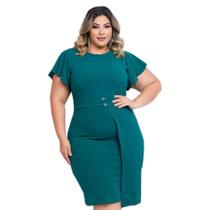 Vestido Plus Size Feminino Moda Evangélica Justo Botão 0499